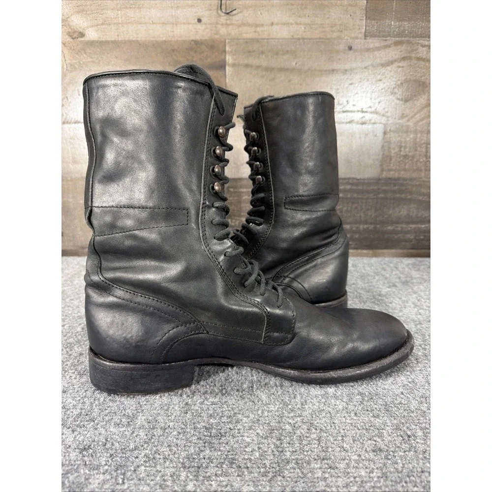 Kenneth Cole Black Leather Tall Combat Boots Made In Italy Men's Size 10 Vintage